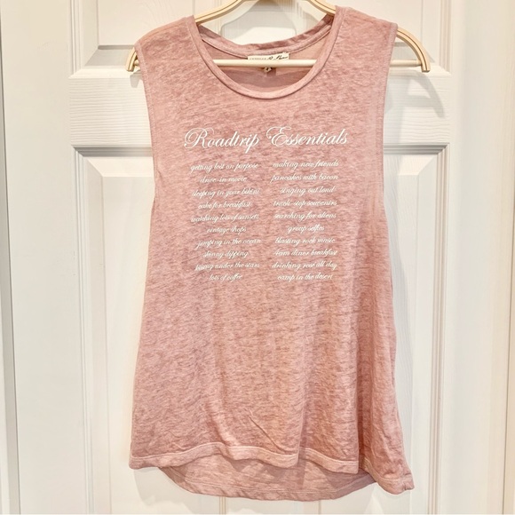 NWOT EXPRESS Dusty Rose Pink Road-trip Essentials Graphic Muscle Tank - Picture 1 of 4